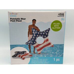 Patriotic Star Pool Float With Glitter Inflated Size 55"x53"x11" Creatology Summ